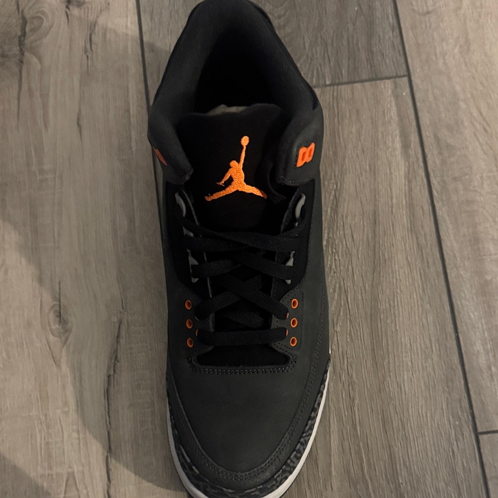 Jordan Men's Black and Orange High-Top Sneakers